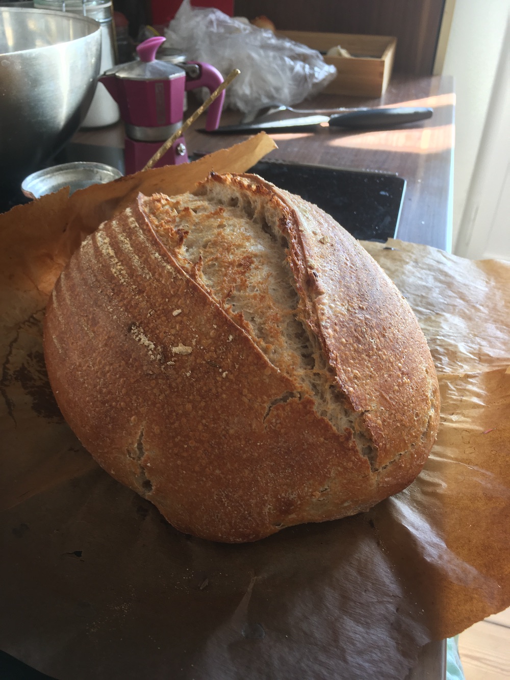 sourdough bread loaf on table