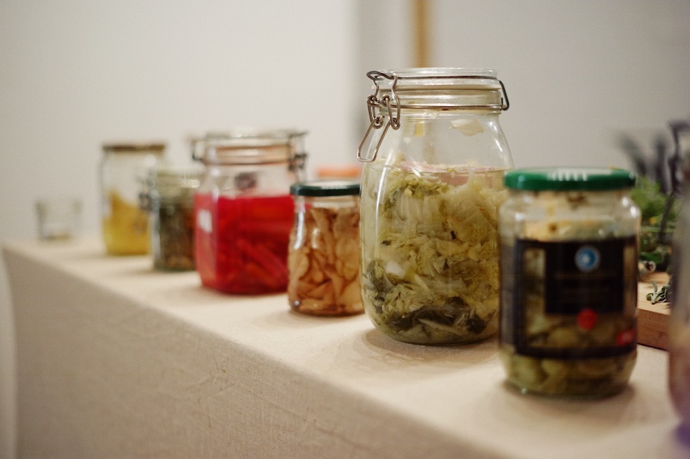 Fermented foods in glass jars